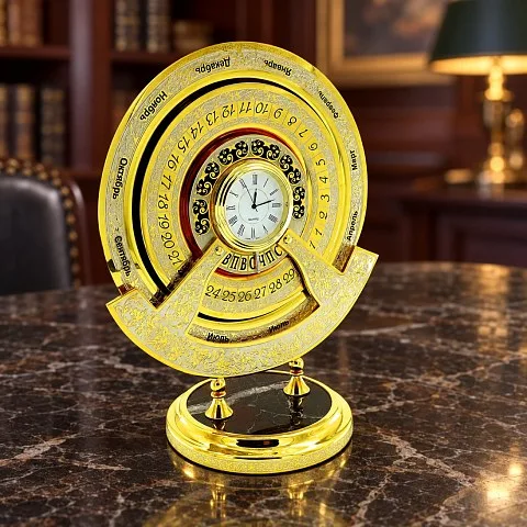 Часы «Календарь» из яшмы — оригинальный подарок