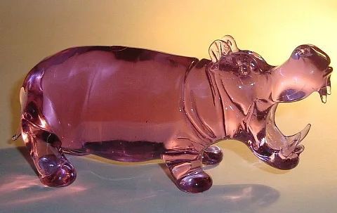 Ручная работа: Стеклянная композиция «Бегемотики»