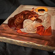 Икона "Св. Прп. Серафим Саровский с медведем" — красивый подарок — фотография 4