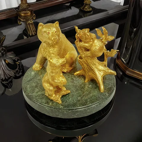 Бронзовая карандашница "Медведи" в подарок