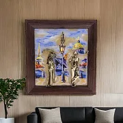 Бронзовая картина «Пара. Набережная. Мост» с подсветкой — оригинальный подарок — фотография 1