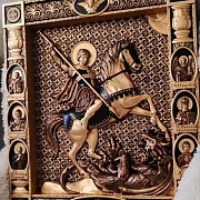 Резная Икона Святой Георгий Победоносец — оригинальный подарок — фотография 7