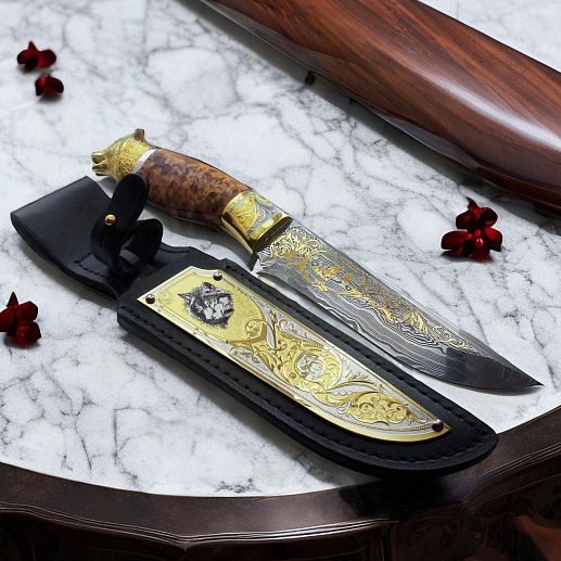 Нож "Волк" №8 /дамаск/. Златоуст купить с доставкой Нож "Волк" №8 /дамаск/. Златоуст