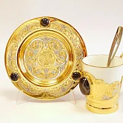 Фарфоровая кофейная пара "Агатовая". Златоуст — красивый подарок — фотография 4
