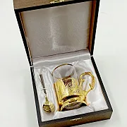Латунный подстаканник «Узор» №2 из Златоуста — необычный подарок — фотография 2