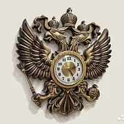 Резные часы с гербом РФ из ясеня — необычный подарок — фотография 2