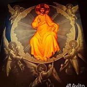 Икона "Христос Вседержитель в окружении ангелов" — оригинальный подарок — фотография 6