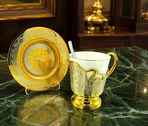 Фарфоровая кофейная пара "Узорная". Златоуст — оригинальный подарок