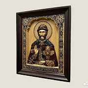 Икона из дерева резная Святой Андрей Боголюбский — оригинальный подарок — фотография 3