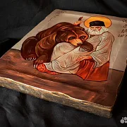 Икона "Св. Прп. Серафим Саровский с медведем" — красивый подарок — фотография 7