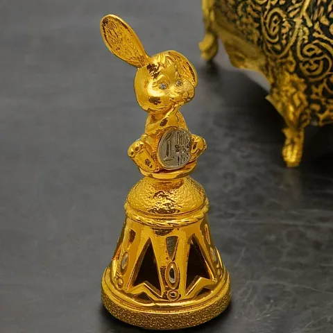Колокольчик «Кролик с монеткой» из бронзы — оригинальный подарок