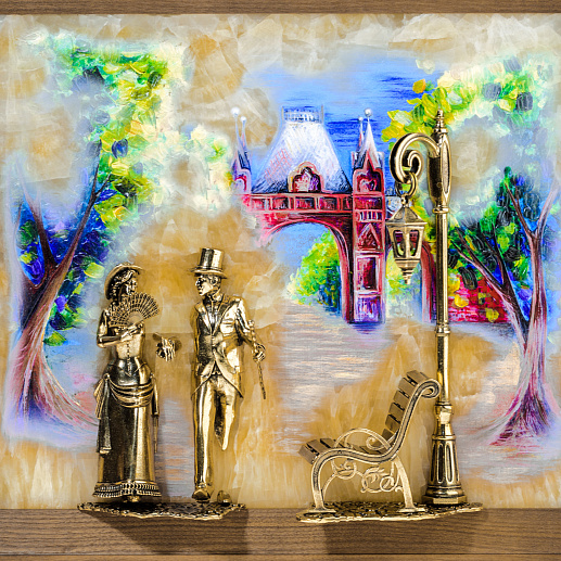 Бронзовая картина "Вечерняя прогулка. Краснодар" купить с доставкой Бронзовая картина "Вечерняя прогулка. Краснодар"